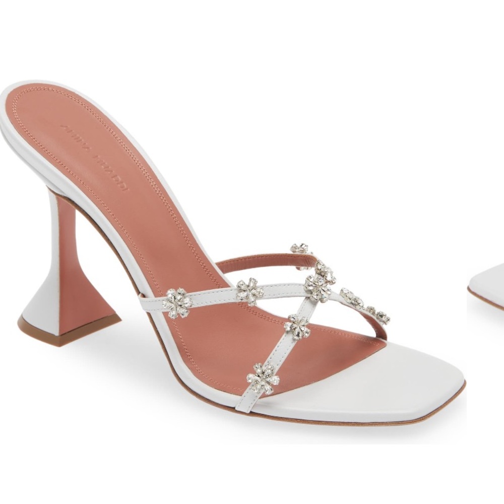 Amina Muaddi Lily Crystal Embellished sandal with dust bags, box, extra heels